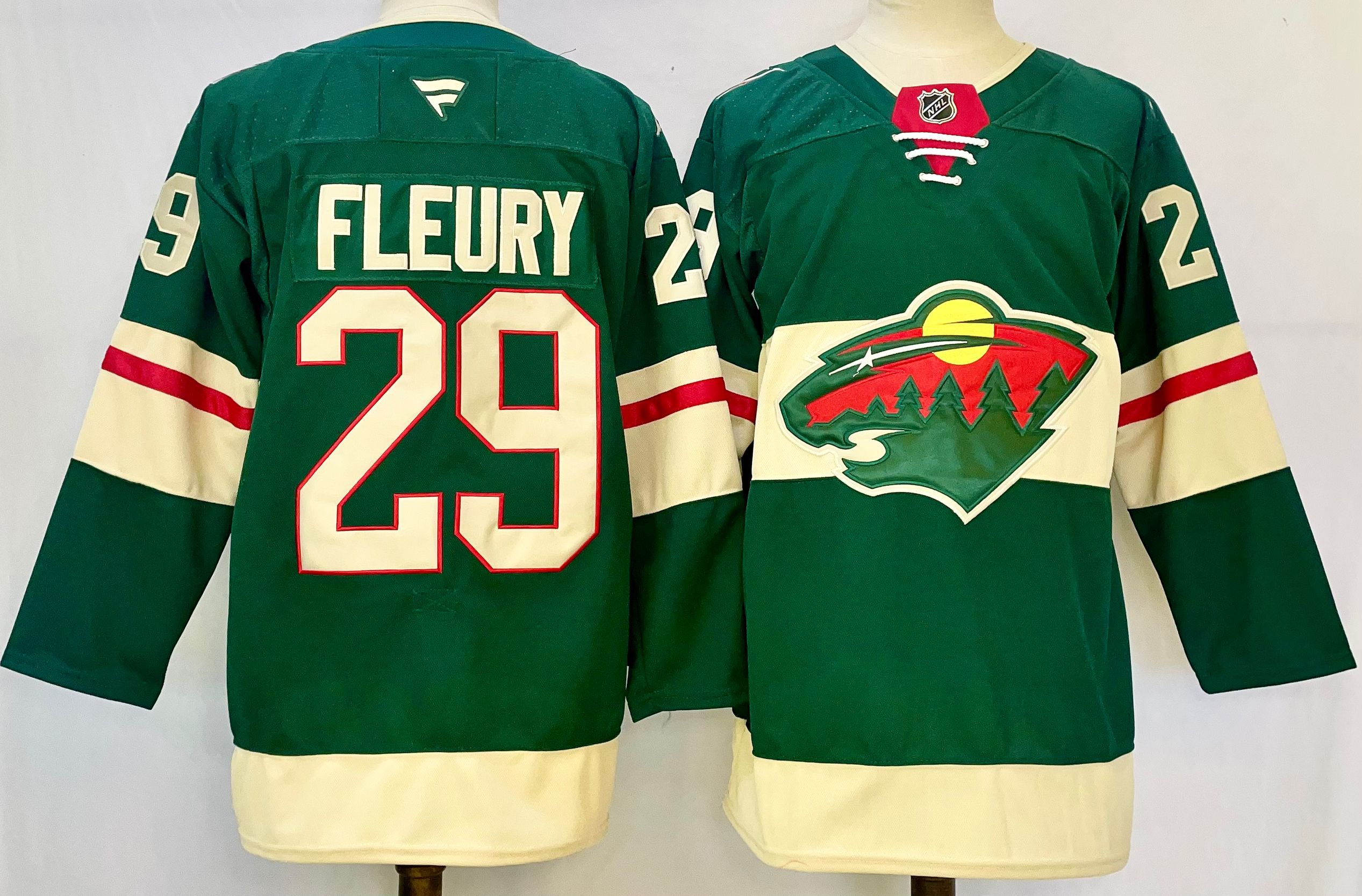 Men Minnesota Wild #29 Fleury Green 2025 Home Premier Player NHL Jersey